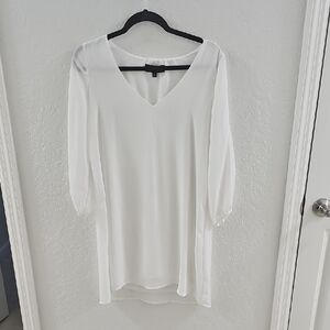 Lulu's Classic White V-Neck Tunic Dress
